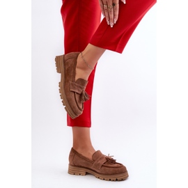 Zazoo 3469 Mocassins en daim avec franges pour femme, marron brun 6