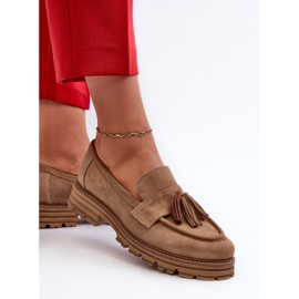 Zazoo 3469 Mocassins en daim avec franges pour femme, beige 5