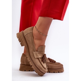 Zazoo 3469 Mocassins en daim avec franges pour femme, beige 6