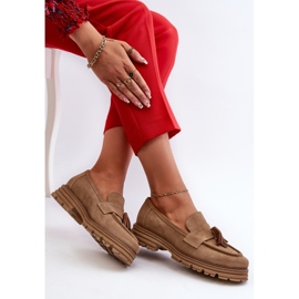 Zazoo 3469 Mocassins en daim avec franges pour femme, beige 7