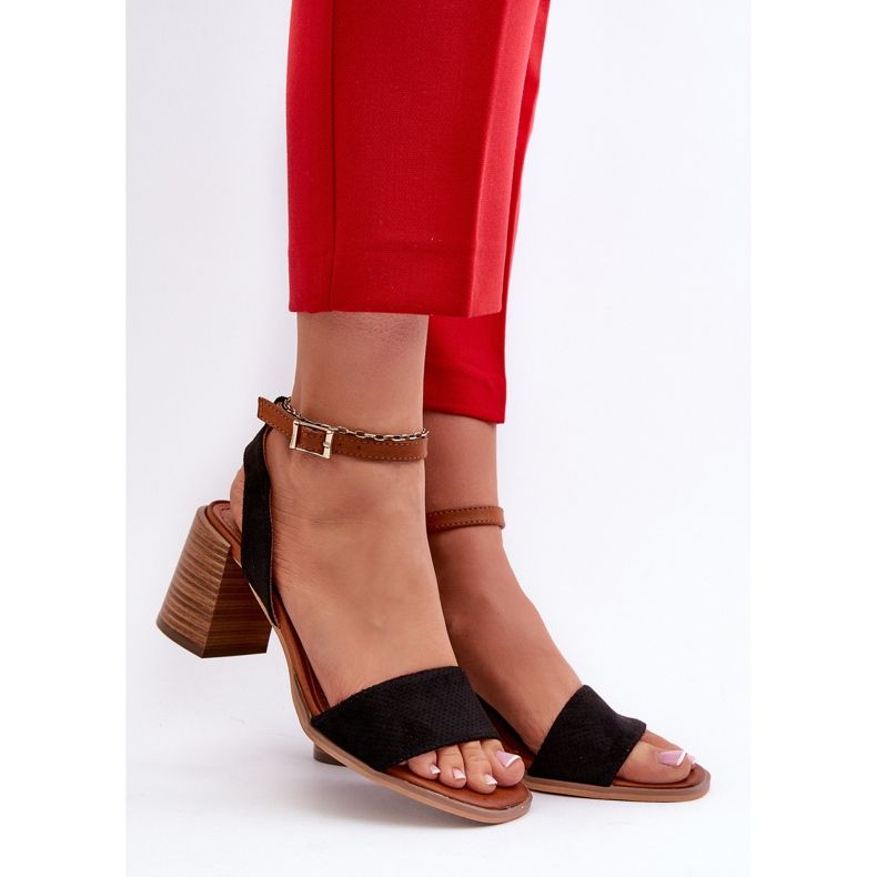 Sandales à talons hauts pour femmes en suède écologique noir Ronvia le noir 2