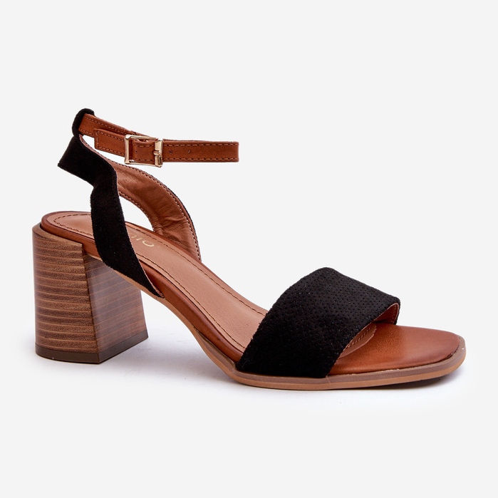 Sandales à talons hauts pour femmes en suède écologique noir Ronvia le noir 1