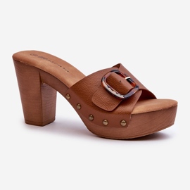 Tongs Pour Femmes Sur Talons Hauts Avec Boucle, Marron Betinna brun 1 Tongs Pour Femmes Sur Talons Hauts Avec Boucle, Marron Betinna brun 1