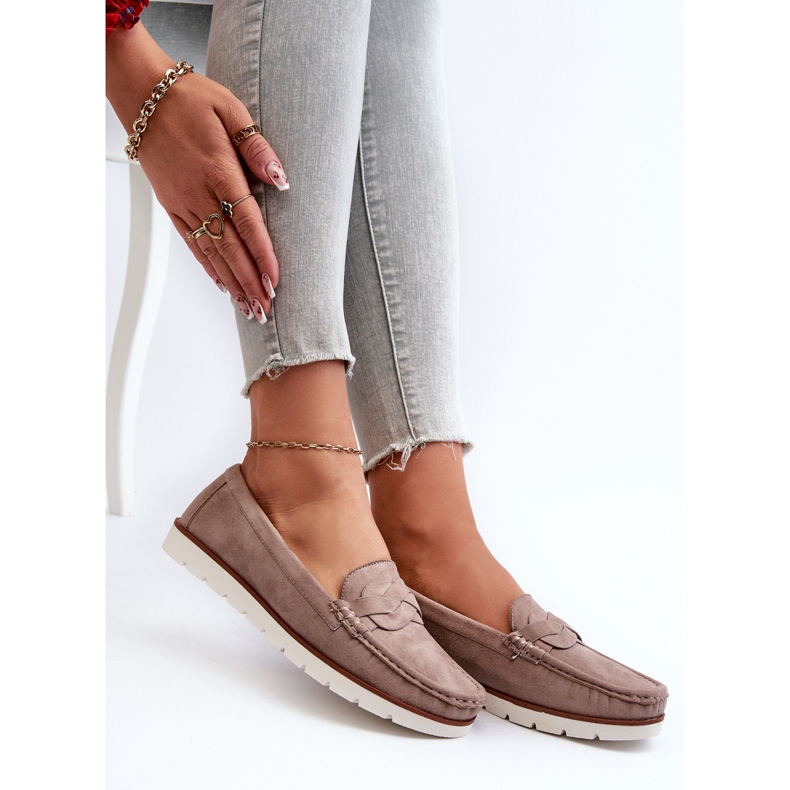 Mocassins en suède écologique pour femme, beige foncé Nestalia 1 Mocassins en suède écologique pour femme, beige foncé Nestalia 1