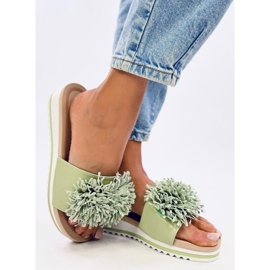 Ragnes Mules compensées fleuries vert clair 4