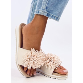 Ragnes Mules compensées à fleurs beiges 4