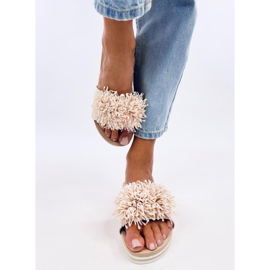 Ragnes Mules compensées à fleurs beiges 2