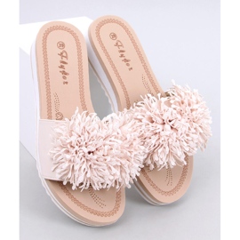 Ragnes Mules compensées à fleurs beiges 1