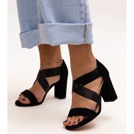 Evento Sandales noires à talons hauts et semelle intérieure Sewim en cuir 1