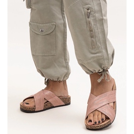 Chaussons avec semelle en liège brillant Ribera rose 2