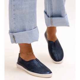 Chaussures Bernice ajourées en cuir bleu marine 1