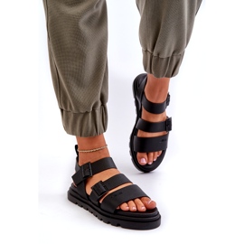 Sandales de l'éco-cuir féminine Big Star NN274065 Black noir 1