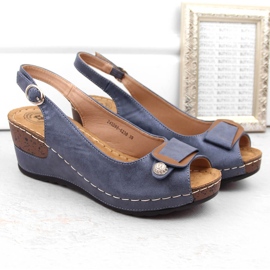Sandales compensées confortables pour femmes bleues eVento 6230 2