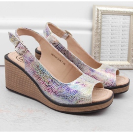 Sandales compensées femme en cuir multicolore Filippo DS4508 2