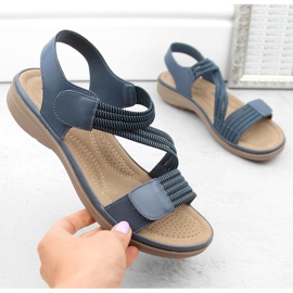 Sandales femme velcro avec bandes élastiques, bleu Sabatina Y8066-1 1 Sandales femme velcro avec bandes élastiques, bleu Sabatina Y8066-1 1