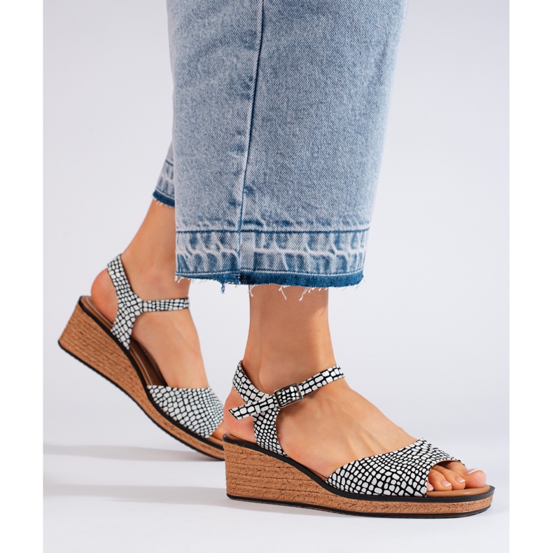 Sandales compensées confortables pour femmes de Sergio Leone blanche 1