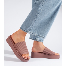 Sergio Leone Sandales compensées femme roses 1