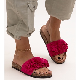 Tongs à fleurs sur semelle en liège par Almida rose 2