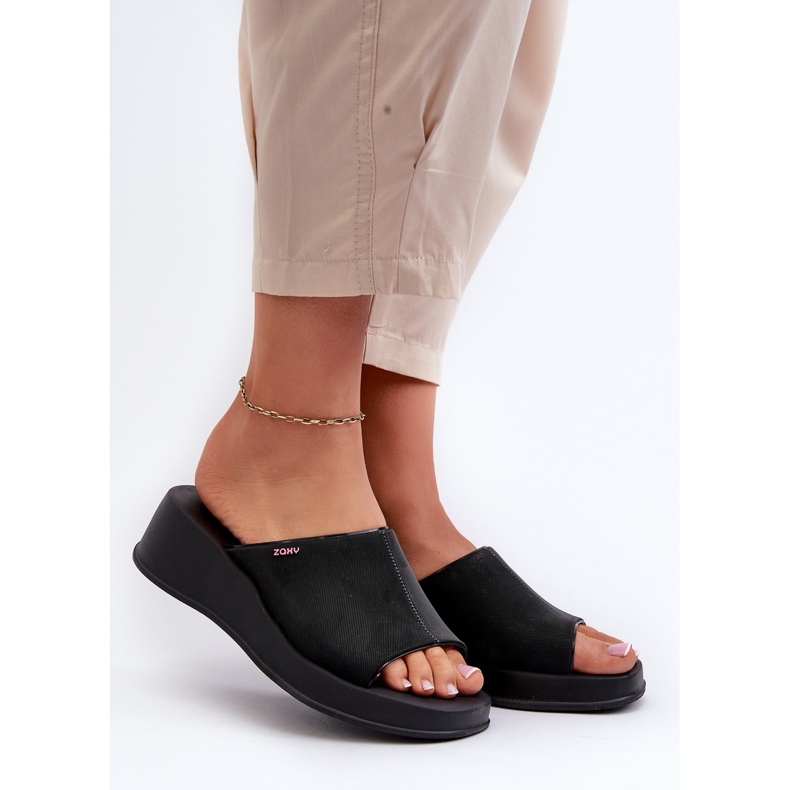 Tongs compensées parfumées pour femmes ZAXY LL285084 Noir le noir 2