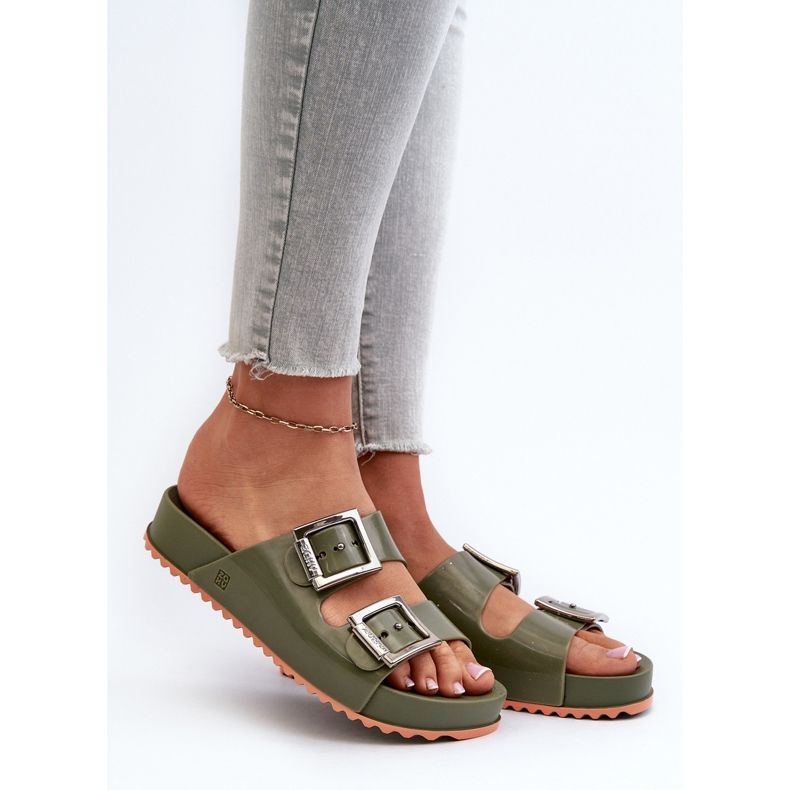 Claquettes lisses pour femmes ZAXY NN285057 Vert foncé 2