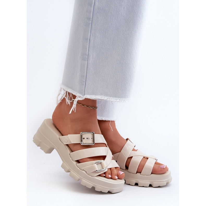 Tongs parfumées à talon bas pour femmes ZAXY NN285042 Beige clair 2