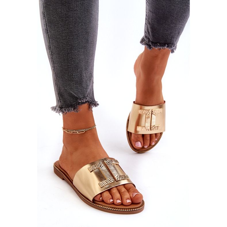 Seastar Tongs pour femmes avec décoration dorée d'or 1