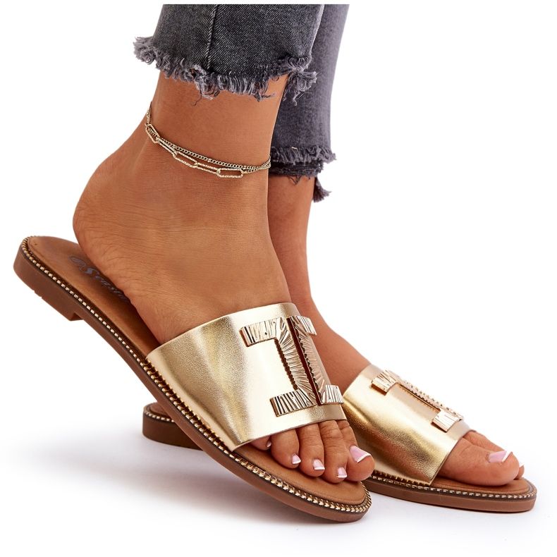 Seastar Tongs pour femmes avec décoration dorée d'or 4