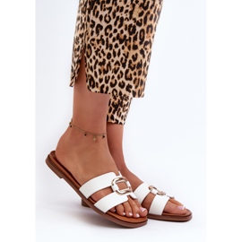 Tongs plates pour femmes en cuir écologique Sergio Leone SK077H Blanc 2