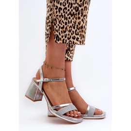 Sandales À Talons Hauts Pour Femmes Avec Bride Brillante Argent Tessata 2