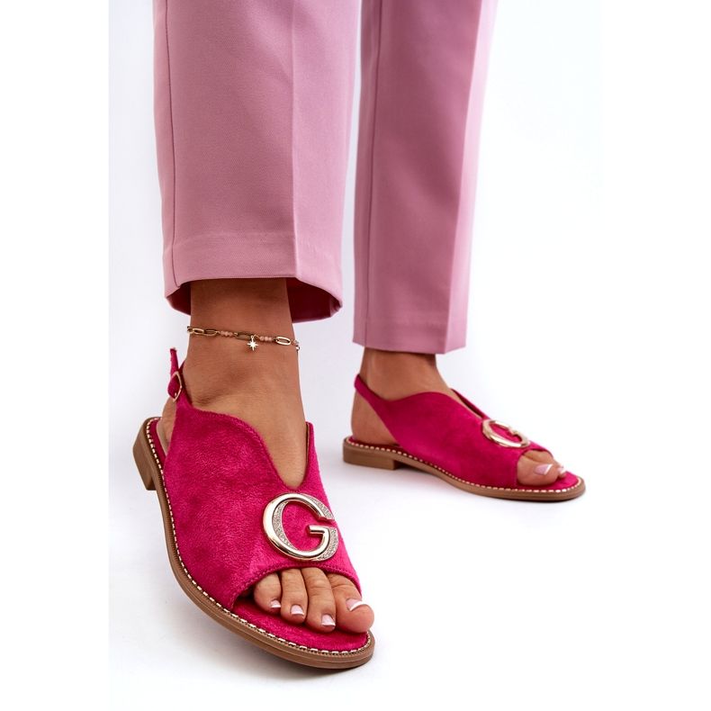 Sandales Femme Élégantes Avec Décoration Eco Daim S.Barski KV27-058 Fuchsia rose 1
