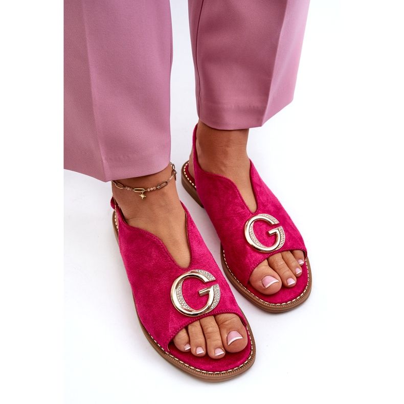 Sandales Femme Élégantes Avec Décoration Eco Daim S.Barski KV27-058 Fuchsia rose 2