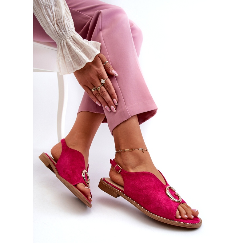 Sandales Femme Élégantes Avec Décoration Eco Daim S.Barski KV27-058 Fuchsia rose 3