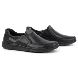 Olivier Chaussures à enfiler en cuir pour hommes 62K noir 2