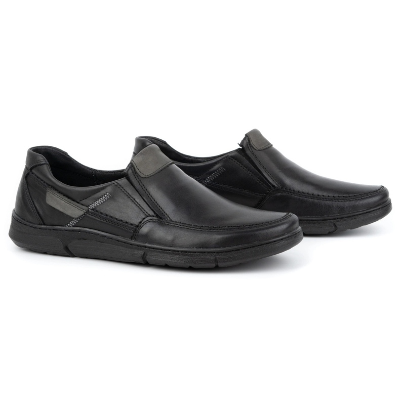 Olivier Chaussures à enfiler en cuir pour hommes 62K noir 2