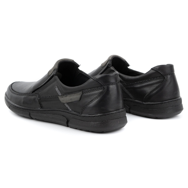 Olivier Chaussures à enfiler en cuir pour hommes 62K noir 4