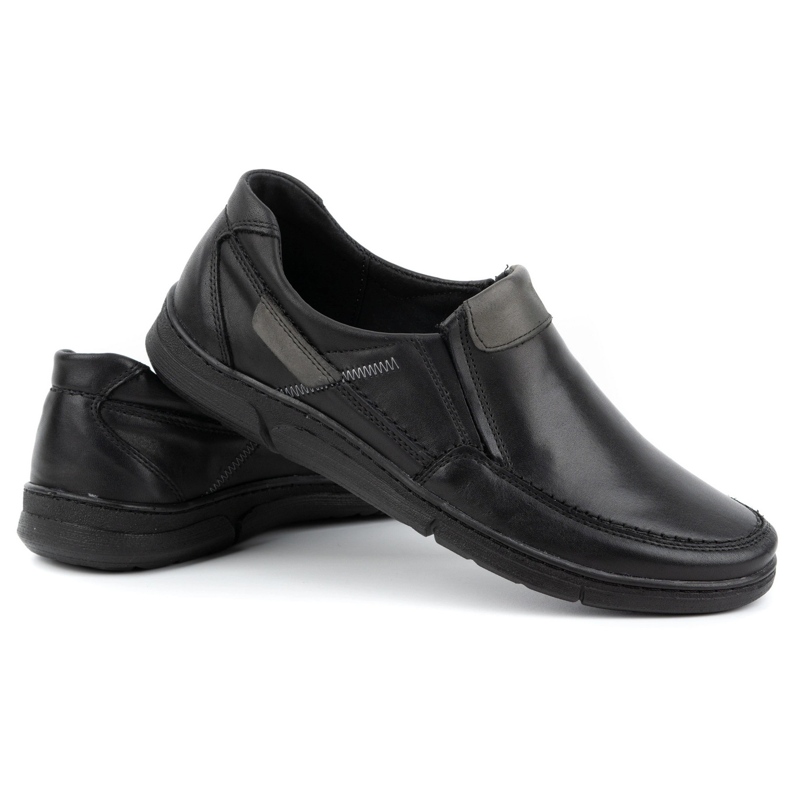 Olivier Chaussures à enfiler en cuir pour hommes 62K noir le noir 3