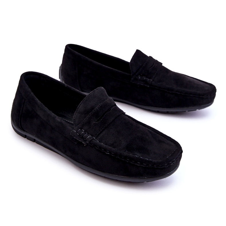 Confly Mocassins noirs en daim masculin le noir 2