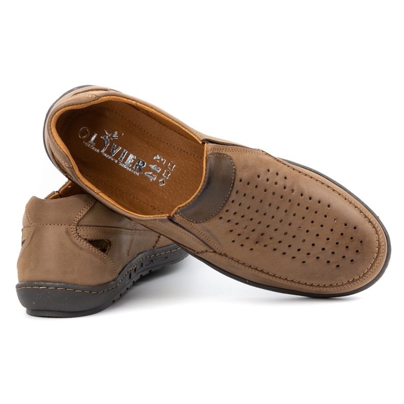 Olivier Mocassins homme en cuir pour l'été 602 marron brun 3
