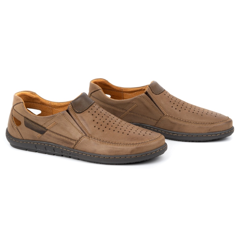 Olivier Mocassins homme en cuir pour l'été 602 marron brun 2