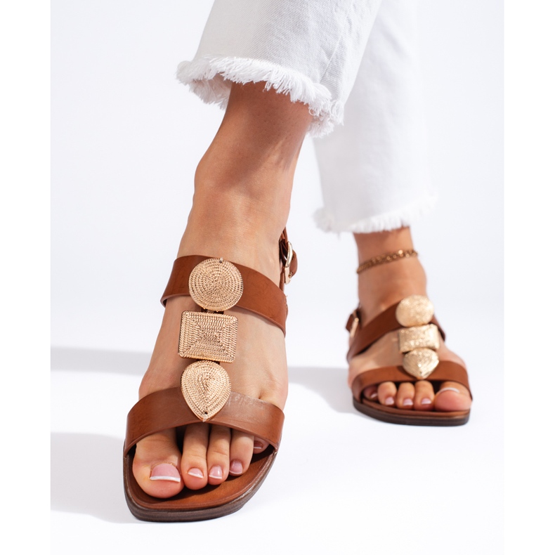 Sandales plates marron pour femmes de Sergio Leone brun 1