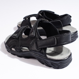 Sandales confortables à scratch noires pour hommes le noir 3