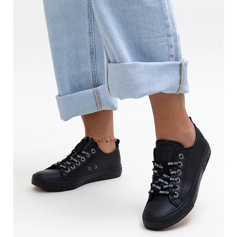 Baskets en cuir écologique noires Big Star KK274106 le noir 1 Baskets en cuir écologique noires Big Star KK274106 le noir 1