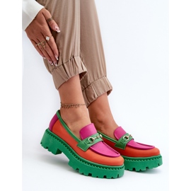 Zazoo 3476 Mocassins en cuir pour femme, vert multicolore 13