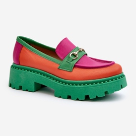 Zazoo 3476 Mocassins en cuir pour femme, vert multicolore 6