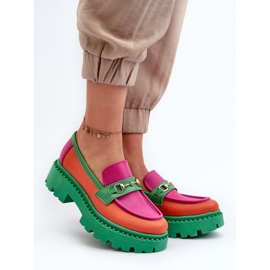 Zazoo 3476 Mocassins en cuir pour femme, vert multicolore 7