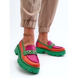Zazoo 3476 Mocassins en cuir pour femme, vert multicolore 8