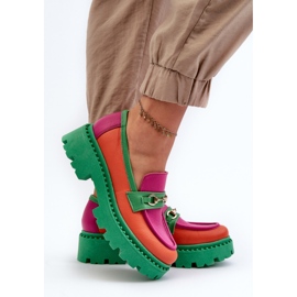 Zazoo 3476 Mocassins en cuir pour femme, vert multicolore 10