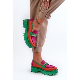 Zazoo 3476 Mocassins en cuir pour femme, vert multicolore 11
