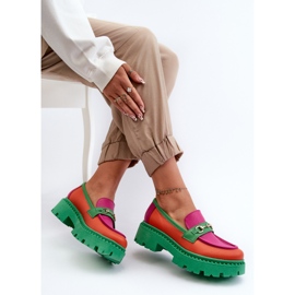 Zazoo 3476 Mocassins en cuir pour femme, vert multicolore 12
