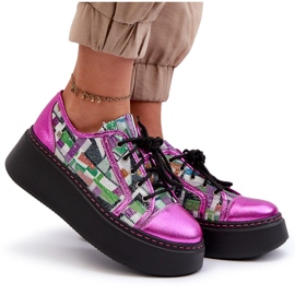 Baskets En Cuir Pour Femme Sur Plateforme Maciejka 06479-15 Fuchsia rose 9
